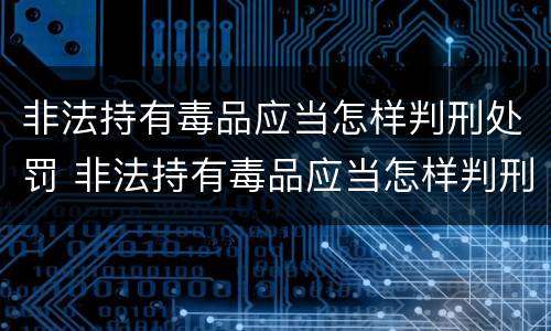 非法持有毒品应当怎样判刑处罚 非法持有毒品应当怎样判刑处罚决定书