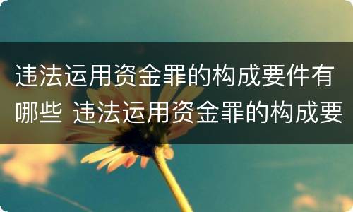 违法运用资金罪的构成要件有哪些 违法运用资金罪的构成要件有哪些内容
