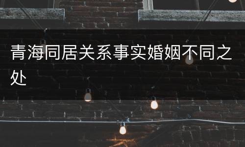 青海同居关系事实婚姻不同之处