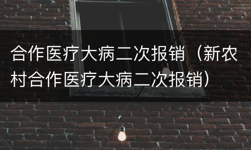 合作医疗大病二次报销（新农村合作医疗大病二次报销）