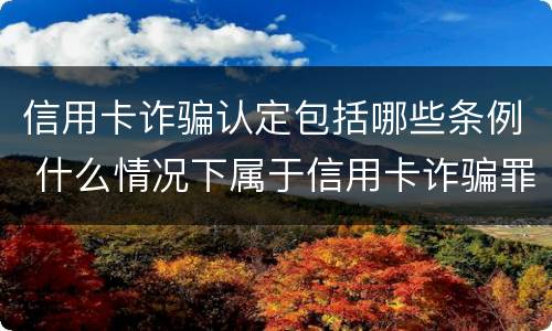 信用卡诈骗认定包括哪些条例 什么情况下属于信用卡诈骗罪