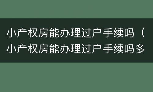 小产权房能办理过户手续吗（小产权房能办理过户手续吗多少钱）