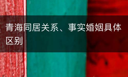青海同居关系、事实婚姻具体区别