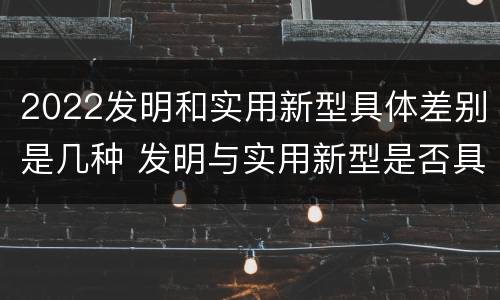 2022发明和实用新型具体差别是几种 发明与实用新型是否具有实用性