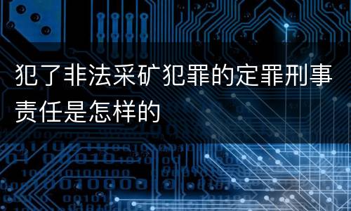 犯了非法采矿犯罪的定罪刑事责任是怎样的
