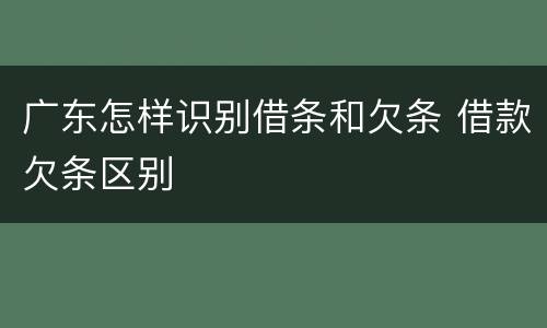 广东怎样识别借条和欠条 借款欠条区别