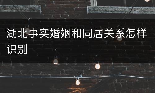 湖北事实婚姻和同居关系怎样识别