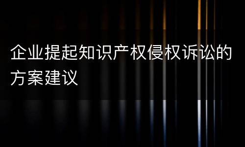 企业提起知识产权侵权诉讼的方案建议