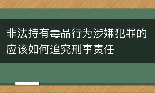 非法持有毒品行为涉嫌犯罪的应该如何追究刑事责任