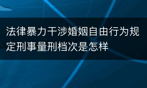 法律暴力干涉婚姻自由行为规定刑事量刑档次是怎样