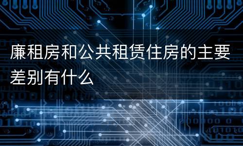 廉租房和公共租赁住房的主要差别有什么