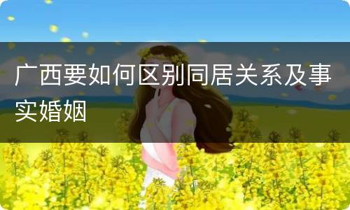广西要如何区别同居关系及事实婚姻