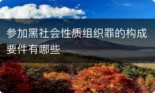 参加黑社会性质组织罪的构成要件有哪些