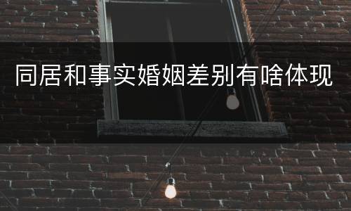 同居和事实婚姻差别有啥体现