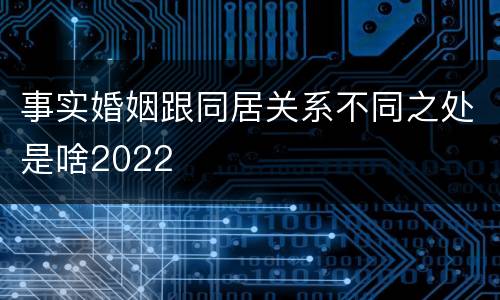 事实婚姻跟同居关系不同之处是啥2022