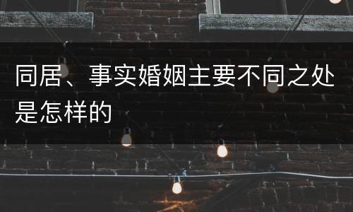 同居、事实婚姻主要不同之处是怎样的