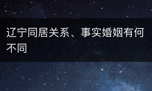 辽宁同居关系、事实婚姻有何不同