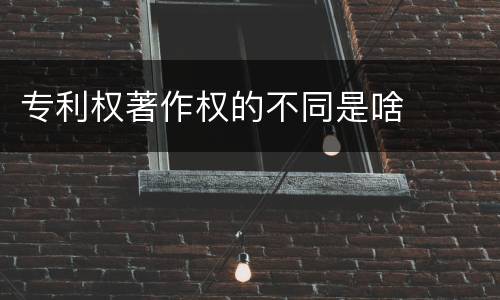 专利权著作权的不同是啥