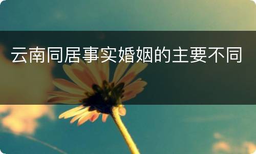 云南同居事实婚姻的主要不同