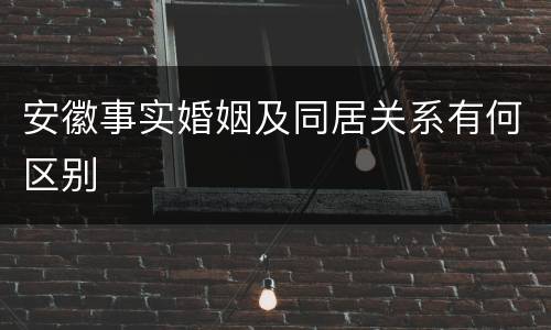 安徽事实婚姻及同居关系有何区别