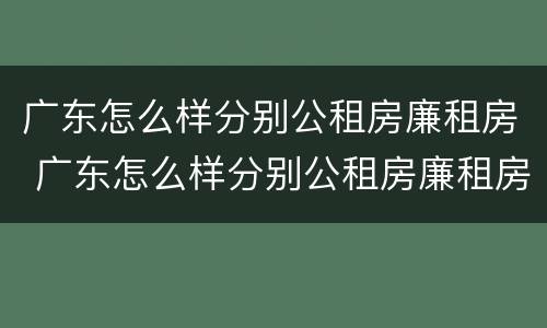 广东怎么样分别公租房廉租房 广东怎么样分别公租房廉租房呢