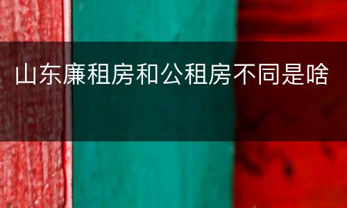山东廉租房和公租房不同是啥
