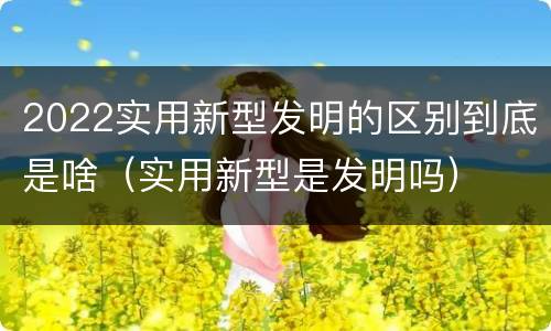 2022实用新型发明的区别到底是啥（实用新型是发明吗）