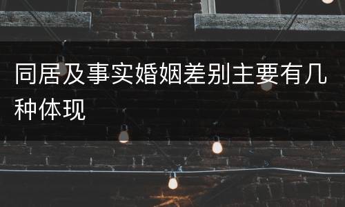 同居及事实婚姻差别主要有几种体现