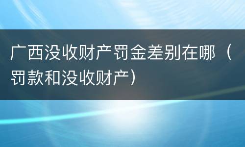 广西没收财产罚金差别在哪（罚款和没收财产）