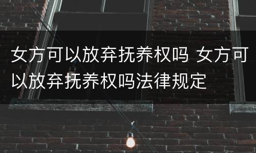 女方可以放弃抚养权吗 女方可以放弃抚养权吗法律规定