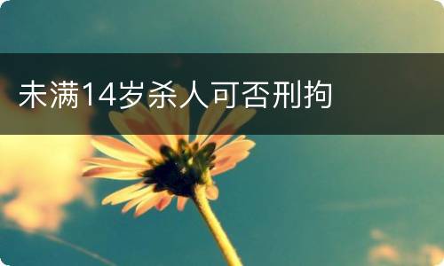 未满14岁杀人可否刑拘