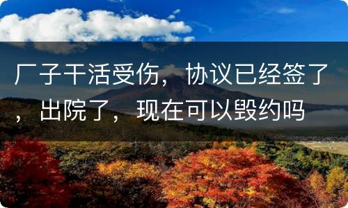 厂子干活受伤，协议已经签了，出院了，现在可以毁约吗