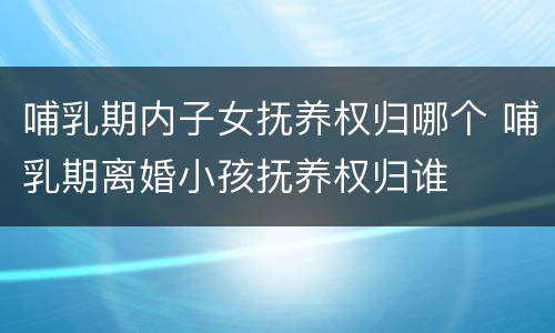 哺乳期内子女抚养权归哪个 哺乳期离婚小孩抚养权归谁
