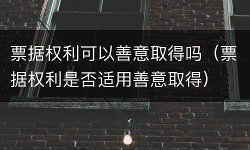 票据权利可以善意取得吗（票据权利是否适用善意取得）