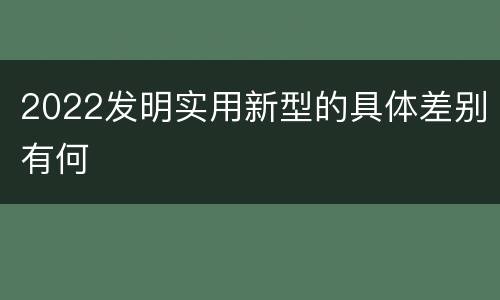 2022发明实用新型的具体差别有何