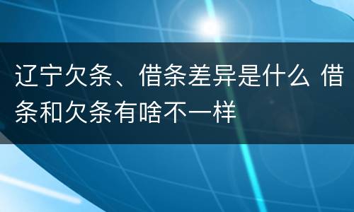 辽宁欠条、借条差异是什么 借条和欠条有啥不一样