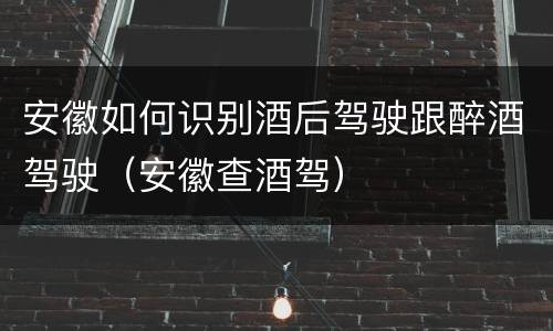 安徽如何识别酒后驾驶跟醉酒驾驶（安徽查酒驾）
