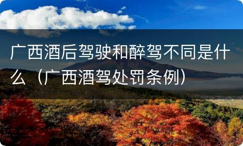 广西酒后驾驶和醉驾不同是什么（广西酒驾处罚条例）