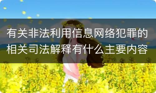 有关非法利用信息网络犯罪的相关司法解释有什么主要内容