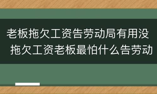 老板拖欠工资告劳动局有用没 拖欠工资老板最怕什么告劳动局有电话吗