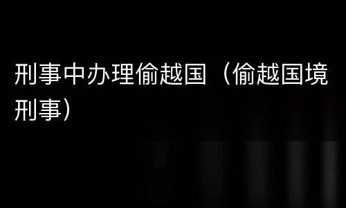 刑事中办理偷越国（偷越国境刑事）