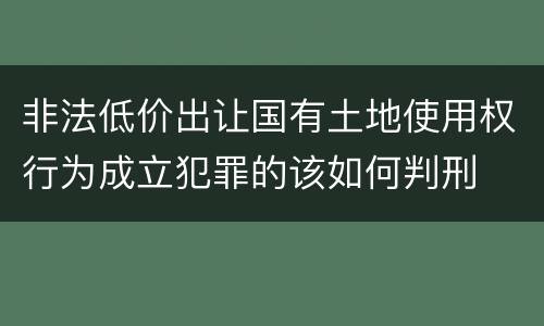 非法低价出让国有土地使用权行为成立犯罪的该如何判刑