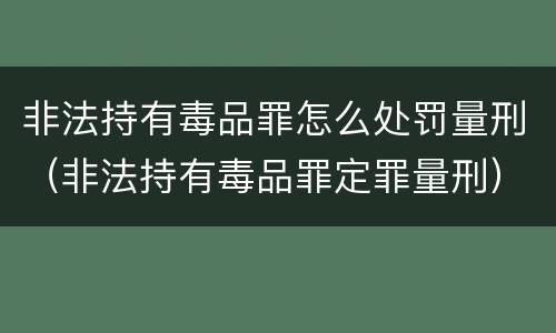 非法持有毒品罪怎么处罚量刑（非法持有毒品罪定罪量刑）