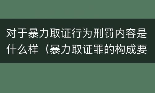 对于暴力取证行为刑罚内容是什么样（暴力取证罪的构成要件）