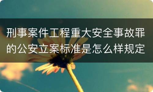刑事案件工程重大安全事故罪的公安立案标准是怎么样规定