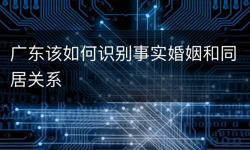 广东该如何识别事实婚姻和同居关系
