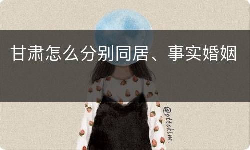 甘肃怎么分别同居、事实婚姻