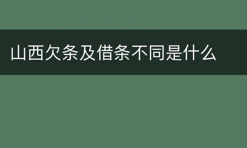 山西欠条及借条不同是什么