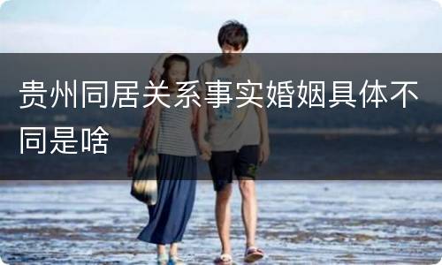 贵州同居关系事实婚姻具体不同是啥