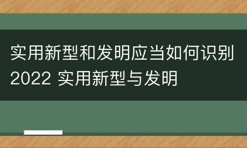实用新型和发明应当如何识别2022 实用新型与发明